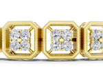 Yellow gold Round Diamond Tennis Bracelet with Milgrain Bezel Setting_1