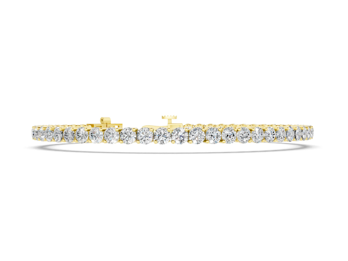 Yellow gold Round Diamond Tennis Bracelet with Prong Setting and Box Clasp