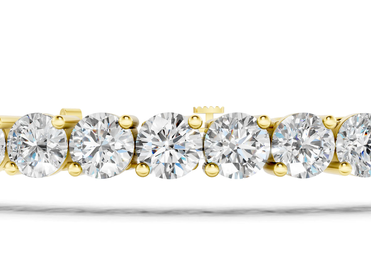 Yellow gold Round Diamond Tennis Bracelet with Prong Setting and Box Clasp_1