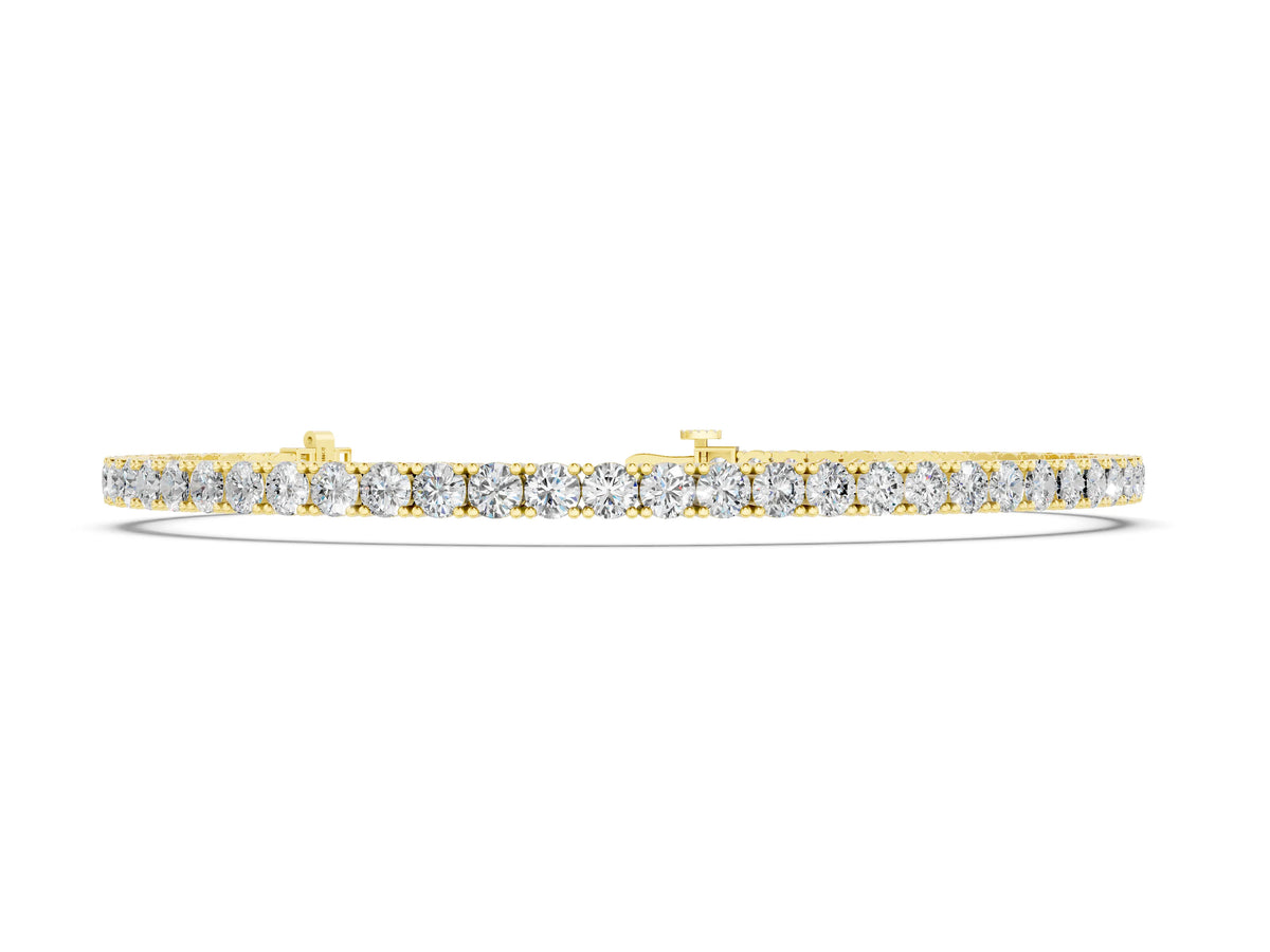 Yellow gold Round Diamond Tennis Bracelet with Prong Setting in White Gold