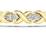 Yellow gold Round Diamond Tennis Bracelet with X-Link Band and Prong Setting_1