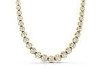 Yellow gold Round Diamond Tennis Necklace with Bezel Setting and Prong Setting