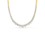 Yellow gold Round Diamond Tennis Necklace with Graduated Prong Setting