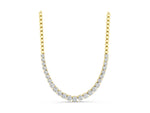 Yellow gold Round Diamond Tennis Necklace with Prong Setting and Bead Chain_1