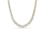 Yellow gold Round Diamond Tennis Necklace with Prong Setting
