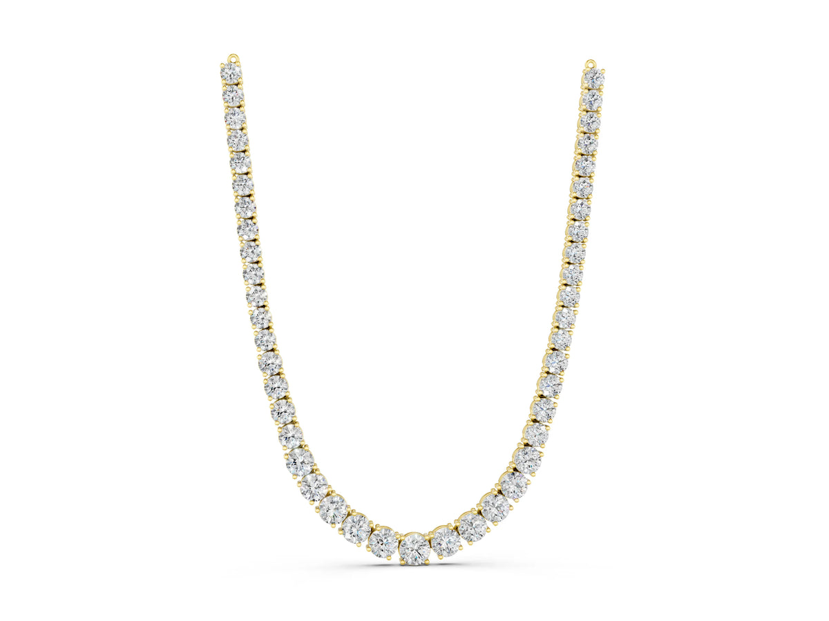 Yellow gold Round Diamond Tennis Necklace with Prong Setting_1