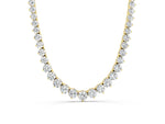 Yellow gold Round Diamond Tennis Necklace with Three-Prong Setting