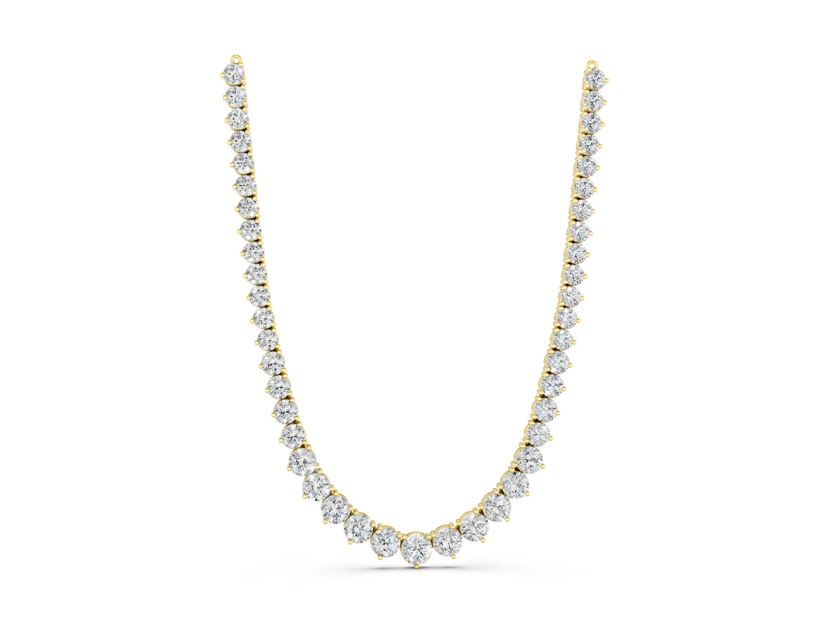 Yellow gold Round Diamond Tennis Necklace with Three-Prong Setting_1