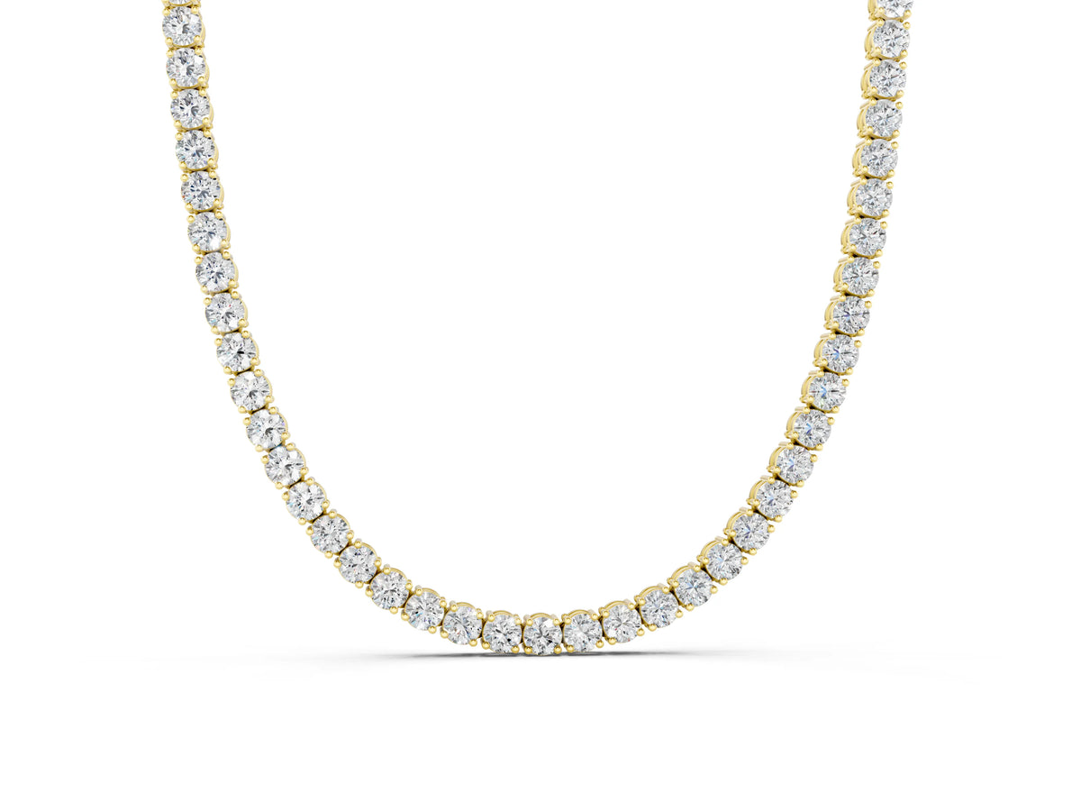 Yellow gold Round Diamond Tennis Necklace_8