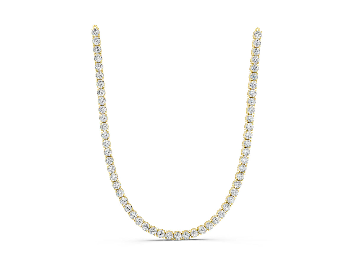 Yellow gold Round Diamond Tennis Necklace_9