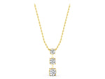 Yellow gold Round Diamond Triple Bar Pendant with Four-Prong Setting_1