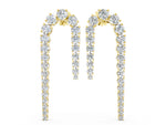 Yellow gold Round Diamond U-Shaped Drop Earrings