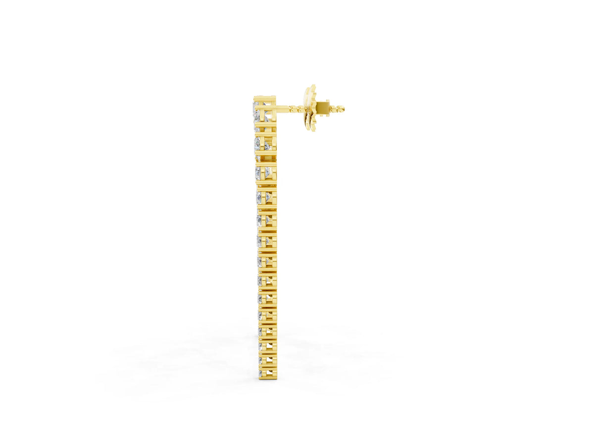 Yellow gold Round Diamond U-Shaped Drop Earrings_1