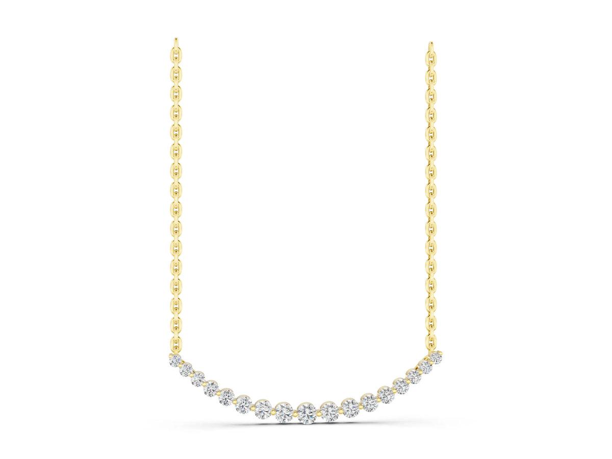 Yellow gold Round Diamond V-Prong Bar Pendant_1