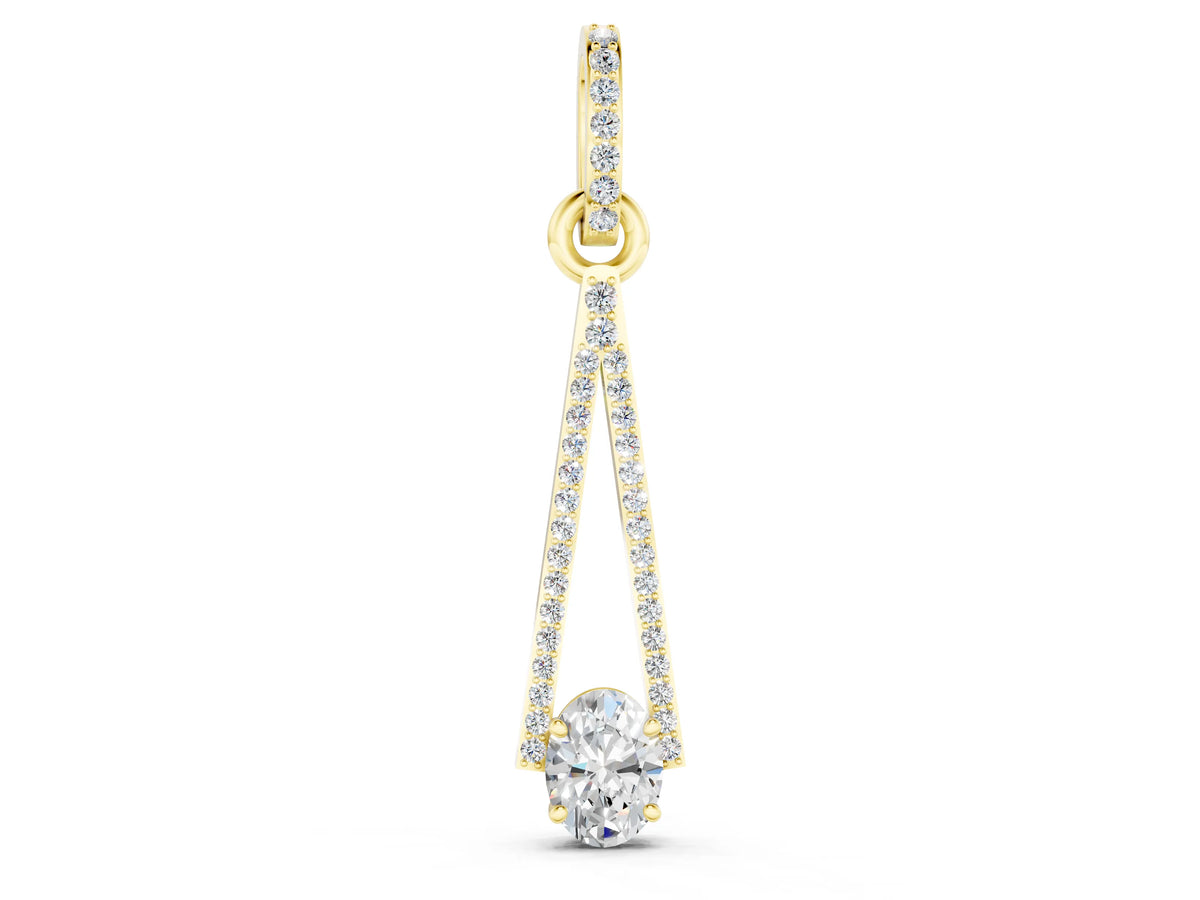 Yellow gold Round Diamond V-Prong Pavé Pendant