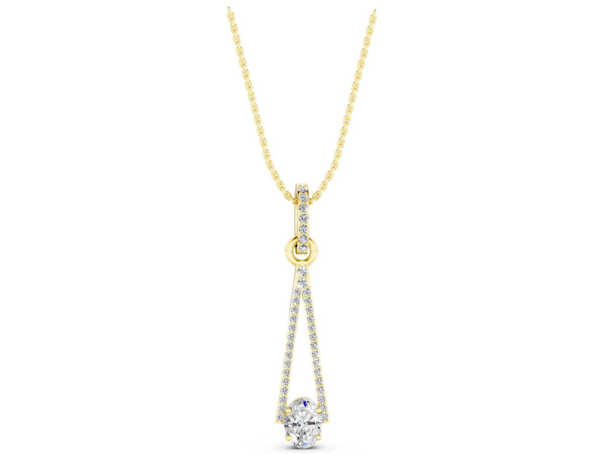 Yellow gold Round Diamond V-Prong Pavé Pendant_1
