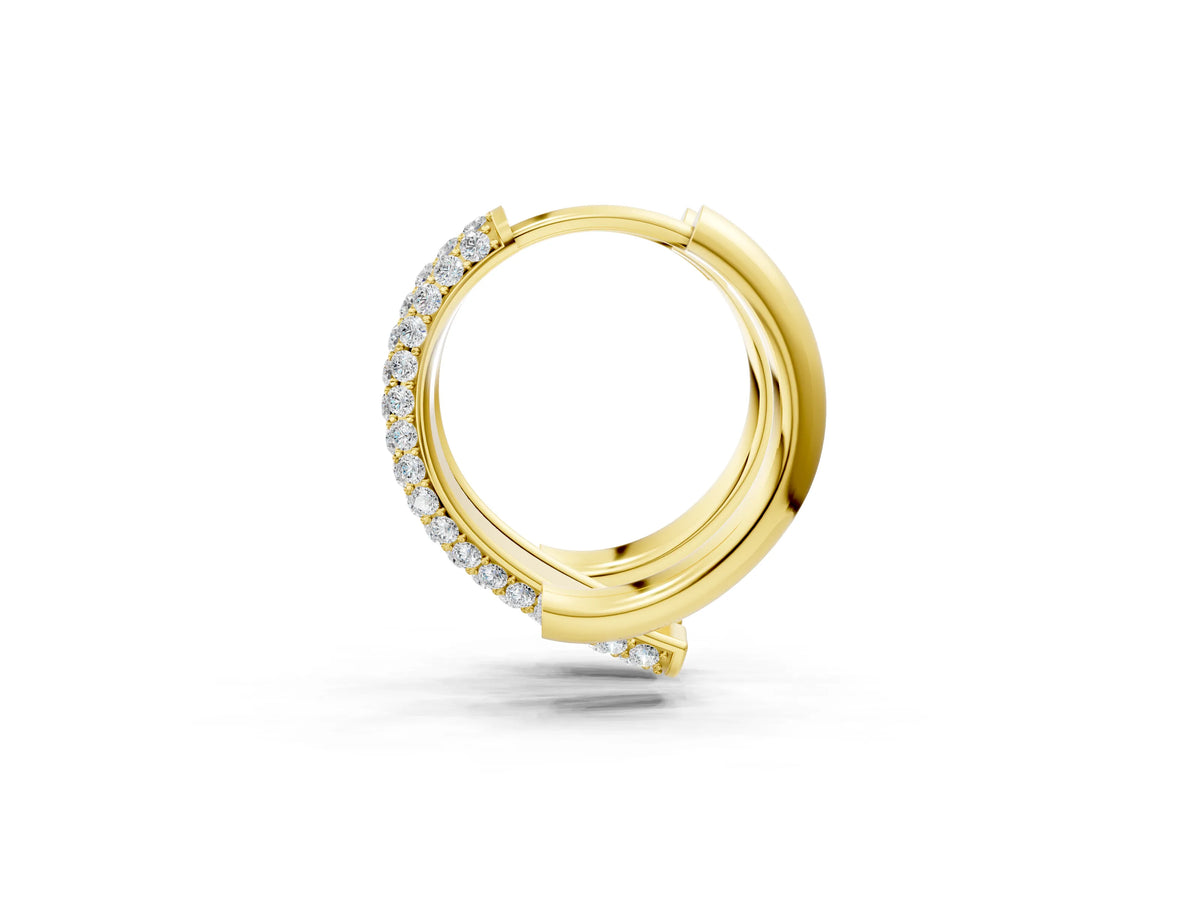 Yellow gold Round Diamond Vega Bypass Hoop Earrings_1