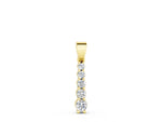 Yellow gold Round Diamond Vertical Pendant with Prong Setting