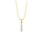 Yellow gold Round Diamond Vertical Pendant with Prong Setting_1