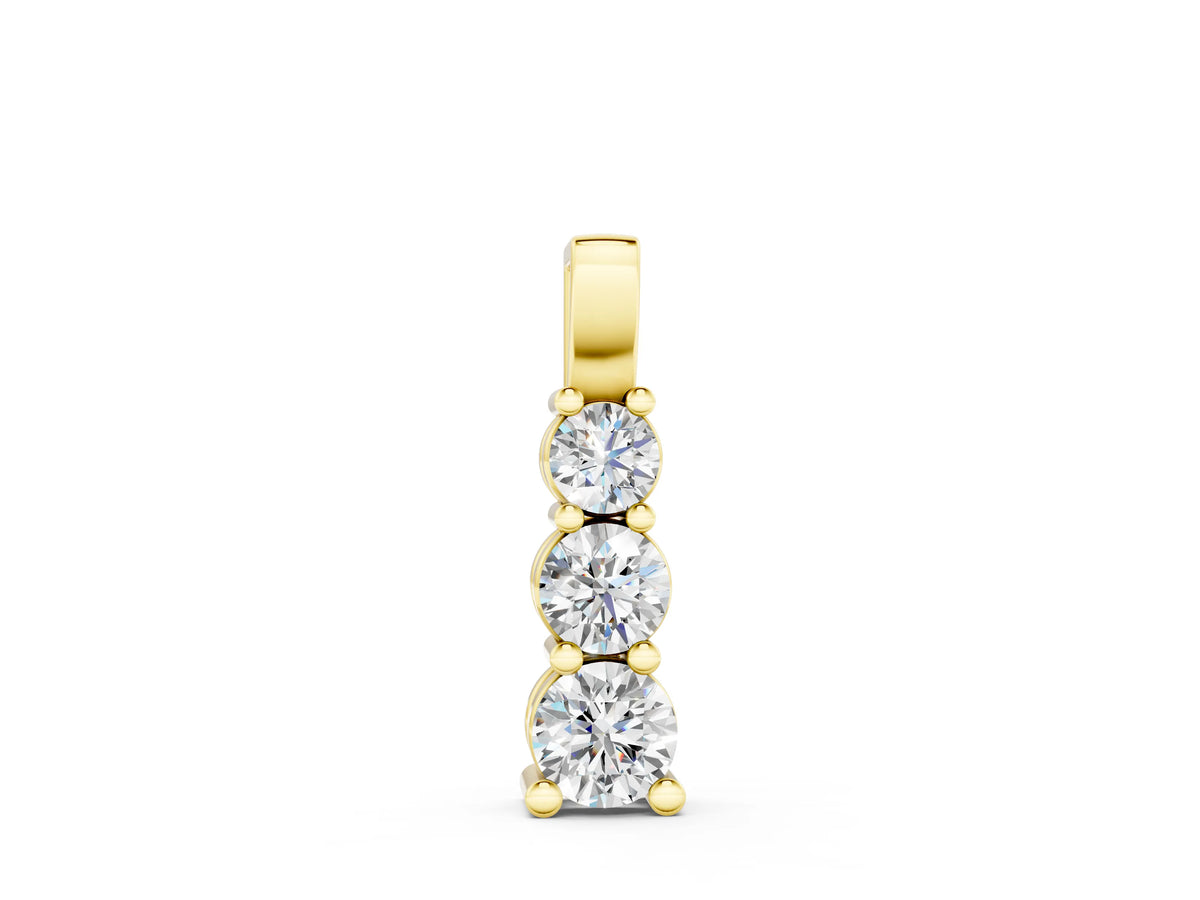 Yellow gold Round Diamond Vertical Prong Pendant