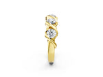 Yellow gold Round Diamond Wave Band with Channel Setting and Shared Prongs_2