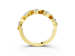 Yellow gold Round Diamond Wave Band with Channel Setting and Shared Prongs_3