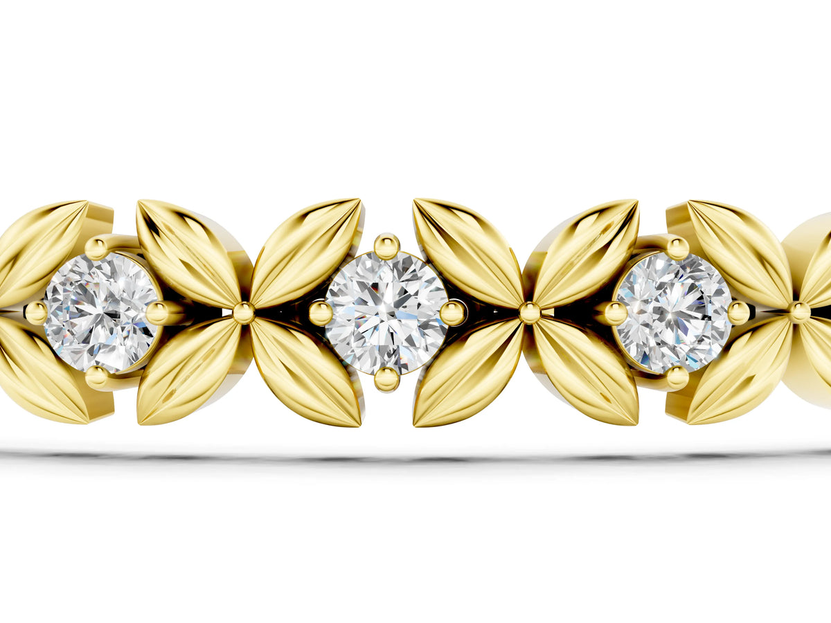 Yellow gold Round Diamond XOXO Tennis Bracelet with Four-Prong Setting_1