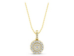 Yellow gold Round Double Halo Diamond Pendant with Pavé Setting_1