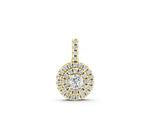 Yellow gold Round Double Halo Prong Set Diamond Pendant