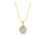 Yellow gold Round Double Halo Prong Set Diamond Pendant_1