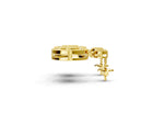 Yellow gold Round Halo Diamond Drop Earrings with Milgrain Bezel Setting_1