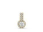 Yellow gold Round Halo Diamond Pendant with Double Prong Setting