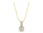 Yellow gold Round Halo Diamond Pendant with Double Prong Setting_1
