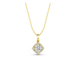 Yellow gold Round Halo Diamond Pendant with Four-Prong Setting_1