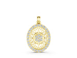 Yellow gold Round Halo Filigree Pendant with Pavé Setting