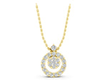 Yellow gold Round Halo Pavé Diamond Pendant with Four-Prong Setting_1