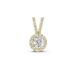 Yellow gold Round Halo Pendant with Prong Setting