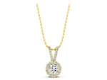 Yellow gold Round Halo Pendant with Prong Setting_1