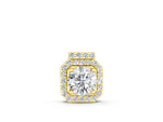 Yellow gold Round Halo Prong-Set Diamond Pendant