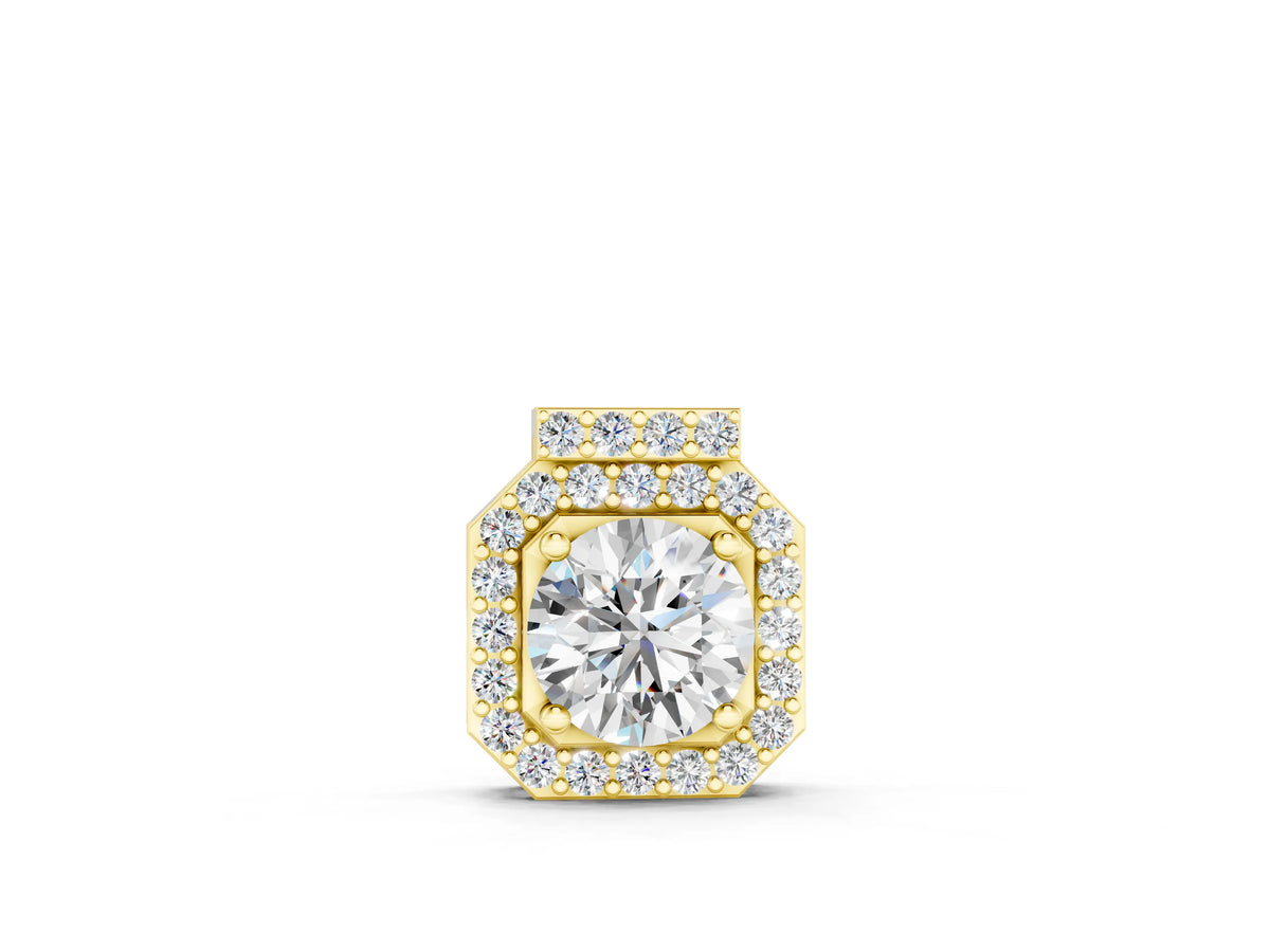 Yellow gold Round Halo Prong-Set Diamond Pendant