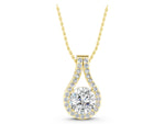 Yellow gold Round Halo Prong Set Pendant_1