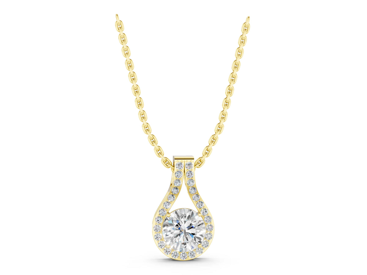 Yellow gold Round Halo Prong-Set Pendant_1