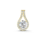 Yellow gold Round Halo Prong-Set Pendant