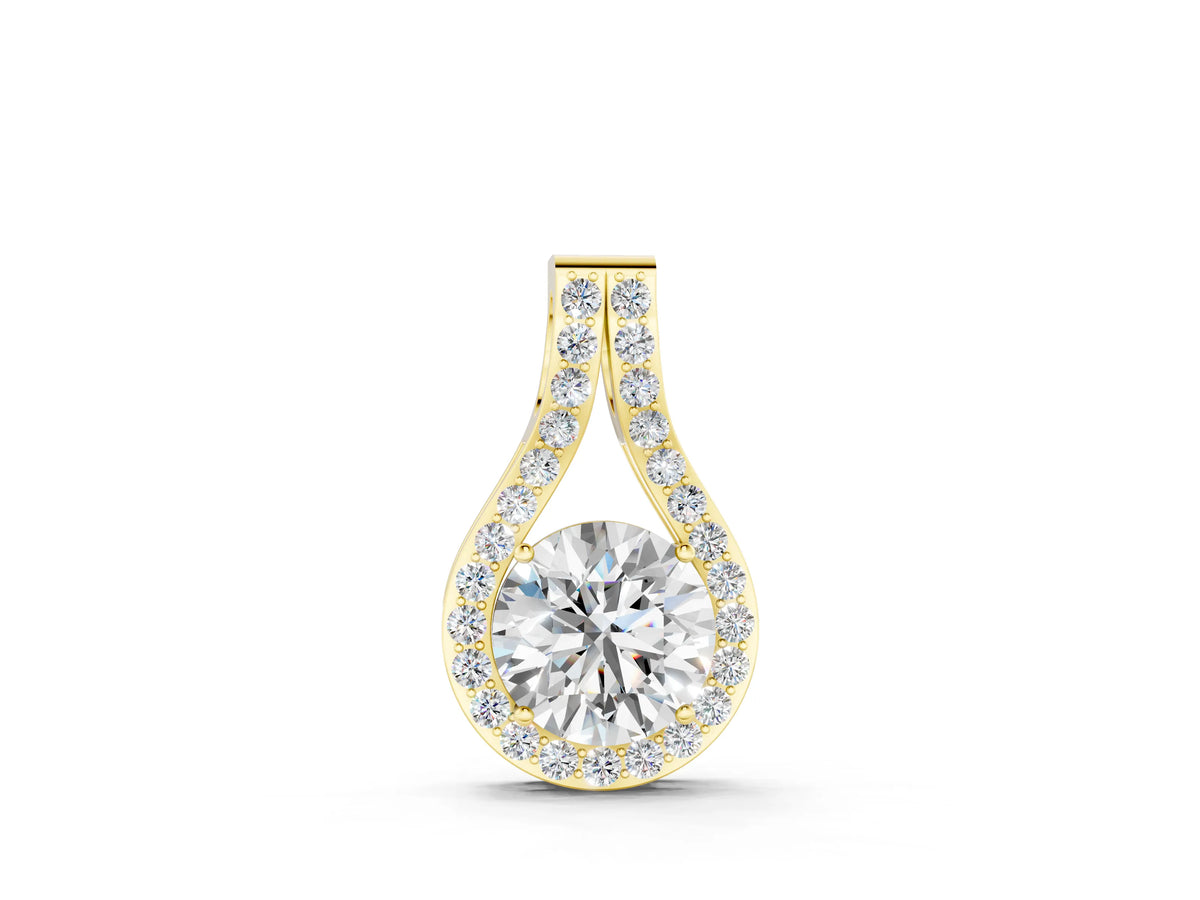 Yellow gold Round Halo Prong-Set Pendant