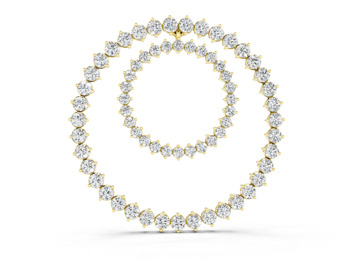 Yellow gold Round Moissanite Double Halo Prong Set Pendant