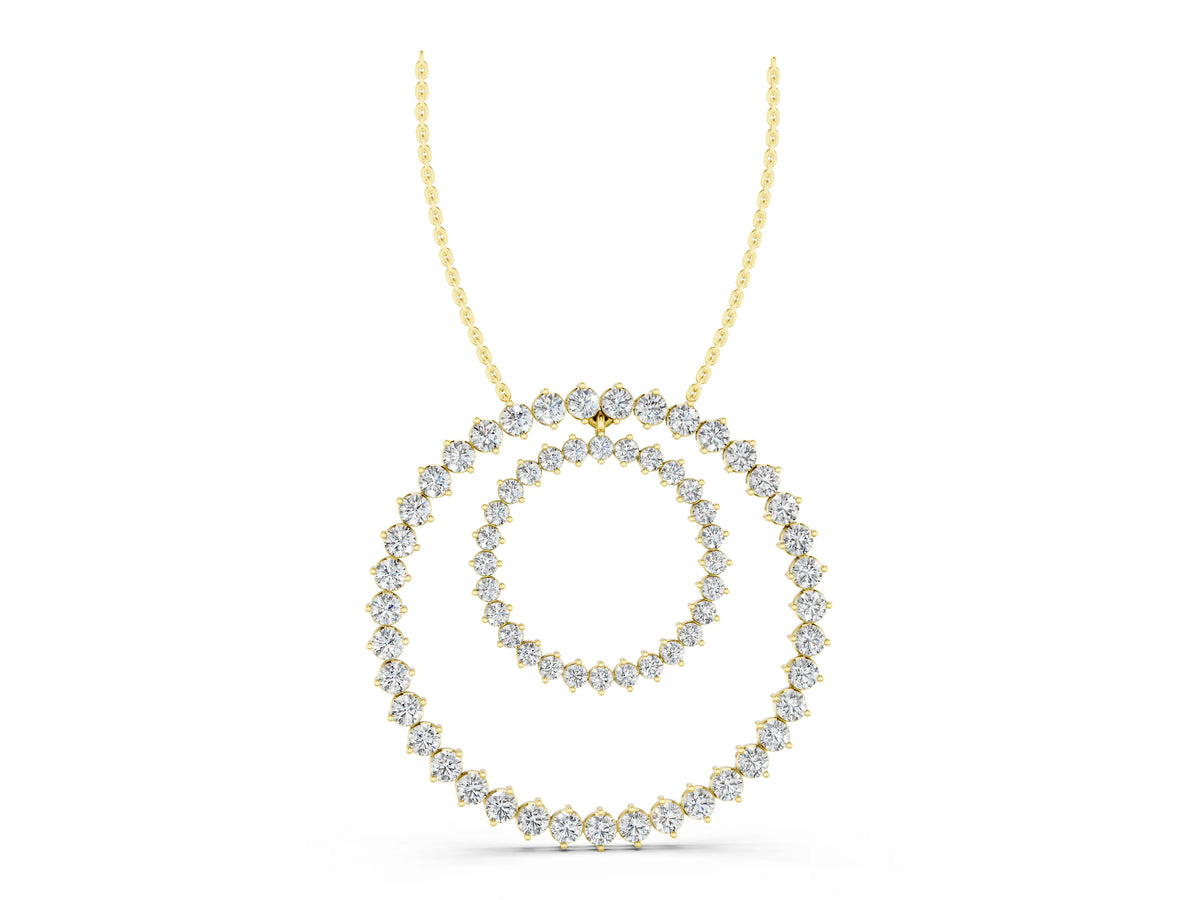 Yellow gold Round Moissanite Double Halo Prong Set Pendant_1