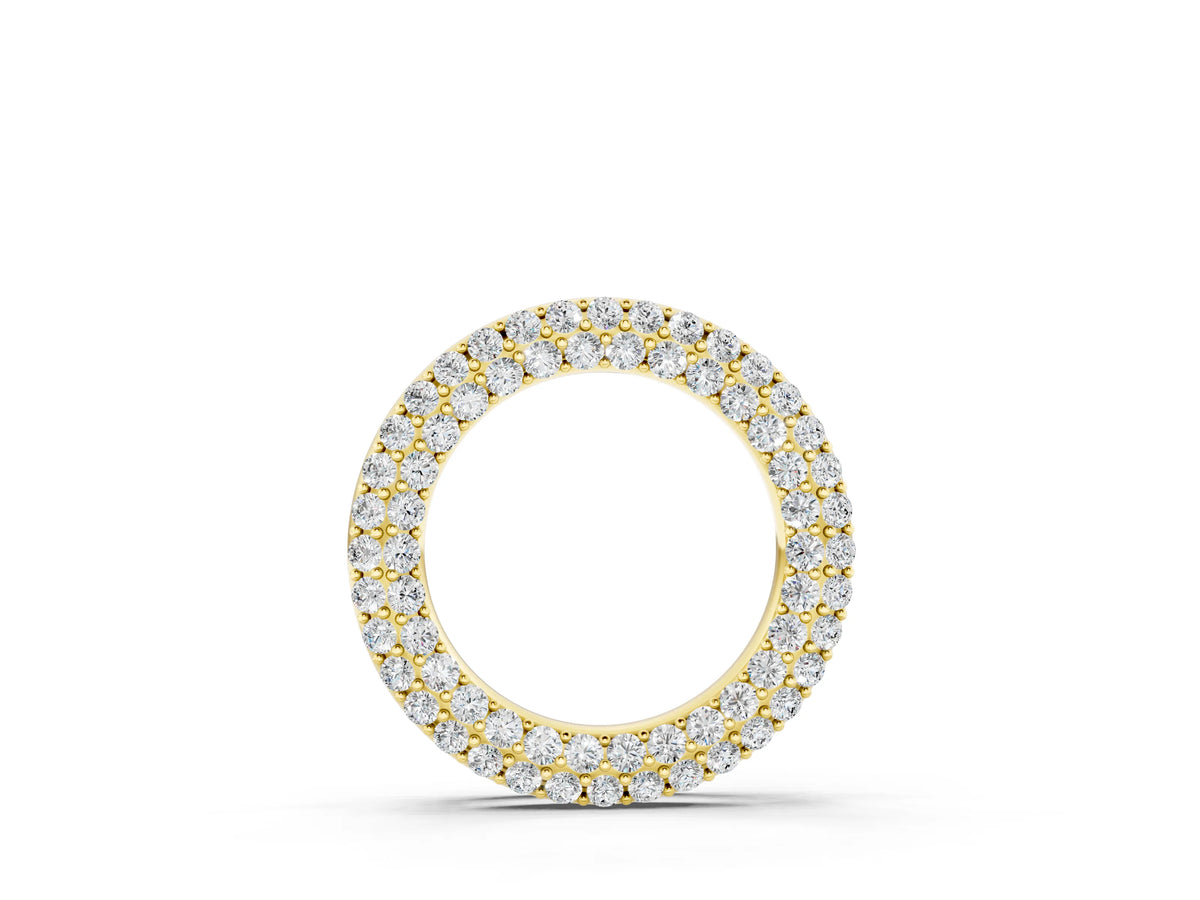 Yellow gold Round Pavé Diamond Circle Pendant