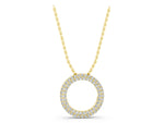 Yellow gold Round Pavé Diamond Circle Pendant_1