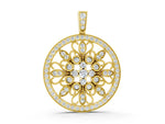 Yellow gold Round Pavé Diamond Filigree Pendant
