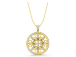 Yellow gold Round Pavé Diamond Filigree Pendant_1